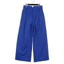 【中古】ザラ ZARA ストレッチ タック ワイドパンツ S 青 ブルー レディース 【ベクトル 古着】 250304