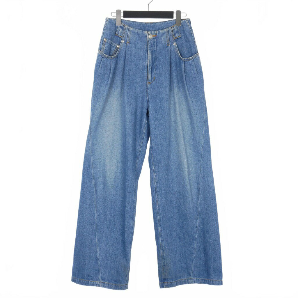 【中古】スドーク soduk 23SS タック ワイドデニム パンツ S 青 ブルー 0423010807 レディース 【ベクトル 古着】 250321