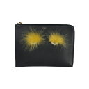 【中古】フェンディ FENDI クラッチバッグ パーティーバッグ モンスター L字ファスナー ブラック 黒 イエロー 黄 8M0363-41D 159-7032...