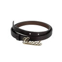 【中古】グッチ GUCCI 筆記体 ロゴ バックル ナロー ベルト レザー 85 茶 ブラウン レディース 【ベクトル 古着】 250501