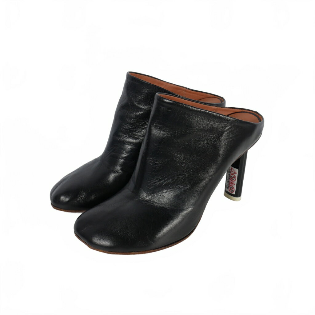 【中古】ヴェトモン ベトモン VETEMENTS ライターヒール レザー サボブーツ 38 黒 ブラック レディース..