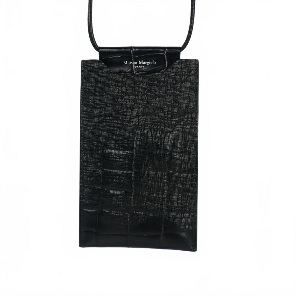 【中古】メゾンマルジェラ Maison Margiela 型押しショルダーフォンケース 黒 ブラック SA2VZ0001 メンズ レディース 【ベクトル 古着】 250710