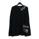 【中古】エムエムシックス メゾンマルジェラ MM6 Maison Margiela 25SS ネックロゴ カットソー プリント Tシャツ 長袖 S 黒 ブラック...