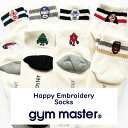 gym master ジムマスター ハッピー刺繍ラインソックス 靴下 ショートソックス メンズ レディース 防蚊 蚊よけ 虫よけ 抗菌消臭 防臭 覆面レスラー ボーダー ロゴ入り ギフト プレゼント G466624(4)