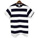 VELVA SHEEN ベルバシーン ワイド ボーダー ポケット 付 Tシャツ 161560W WIDE BORDER S/STEE クルーネック ボーダー ポケ 付き 半袖 Tシャツ ストライプ mens メンズ アメカジ マリン 男性 用 アメリカ 製 T ティー シャツ 丸胴 チューブ編み Made in USA