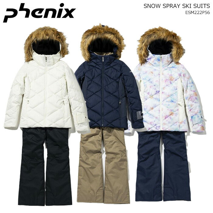 PHENIX/フェニックス 上下セット/Phenix SNOW SPRAY SKI SUITS/esw222p56 Phenix SNOW SPRAY SKI SUITS ○ジャケット　 WHITE：2WAY ストレッチツイル 2LTPU ポリエステル100％ NAVY：2WAY ストレッチツイル 2LTPU ポリエステル100％, Melange 2L ポリエステル90％ ポリウレタン 10％ MULTI：2WAY ストレッチツイル 2LTPU Print ポリエステル100％, 2WAY ストレッチツイル 2LTPU ポリエステル100％ ○中綿　Phenix neslation ポリエステル100％ ジャケットとパンツの2ピースアイテム ・耐水圧10,000mm ・パーティカルシームシーリング ・チケットホルダー ・取り外しコスメガード ・袖口インナーカフス ・ウエストスノーガード ・取り外しサスペンダー ・レギュラーフィット REPREVER REPREVERは使用済みのペットボトルなどのリサイクル素材から作られたリサイクル繊維のブランド