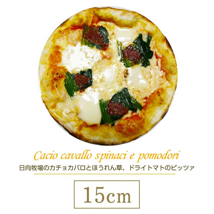 ピザ 日向牧場のカチョカバロとほうれん草、ドライトマトのピザ 15cm l シェフ自慢の手作り本格ピザ ピザ クリスピー マツコの知らない世界 冷凍ピザ 冷凍 生地 手作り 無添加 チーズ お取り寄せグルメ イタリア料理 ギフト ローマ風ピザのサムネイル