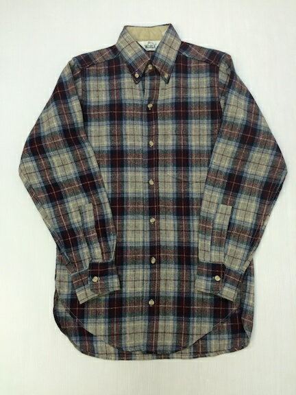 WOOLRICH ウールリッチ　チェックウールシャツ グレー×ブルー(S相当)