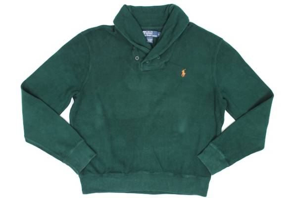 美品■Polo by Ralph Lauren ラルフローレン　ショールカラースウェット 緑/（L）