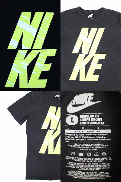 美品■NIKE ナイキププリントTシャツ（L）黒