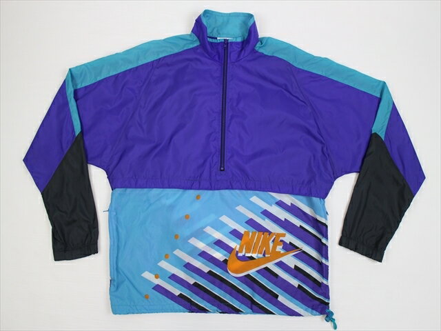 90'S NIKE ナイキ ハーフジップ ナイロンジャケット(M)銀タグ プルオーバー