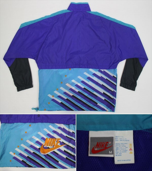 90'S NIKE ナイキ ハーフジップ ナイロンジャケット(M)銀タグ プルオーバー