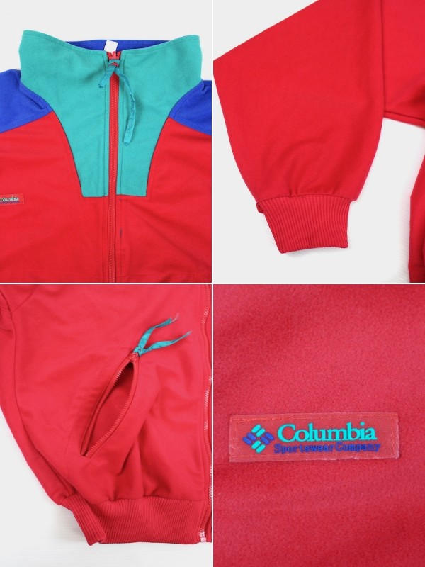 80'S 90'S Columbia■フルジップ切り替えフリースブルゾン ピンク/M コロンビア