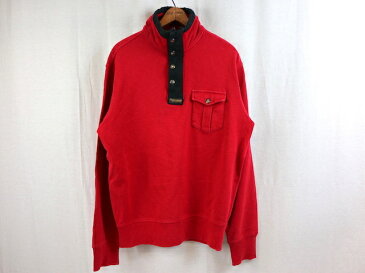 Polo by Ralph Lauren ラルフローレン ジップ ハイネック エルボーパッチ プルオーバー スウェット(L)レッド