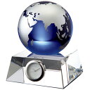 名入れ彫刻　名入れ時計グラスワークスナルミ　GLASS WORKS NARUMI(鳴海製陶)　ブルーアース デスククロック（M） 11cm卓上時計 置時計 デスククロック