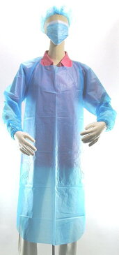 感染防止・衛生管理用　使い捨て防護セットA（エプロン・マスク・手袋・ぼうし）ブルー　10セット入り