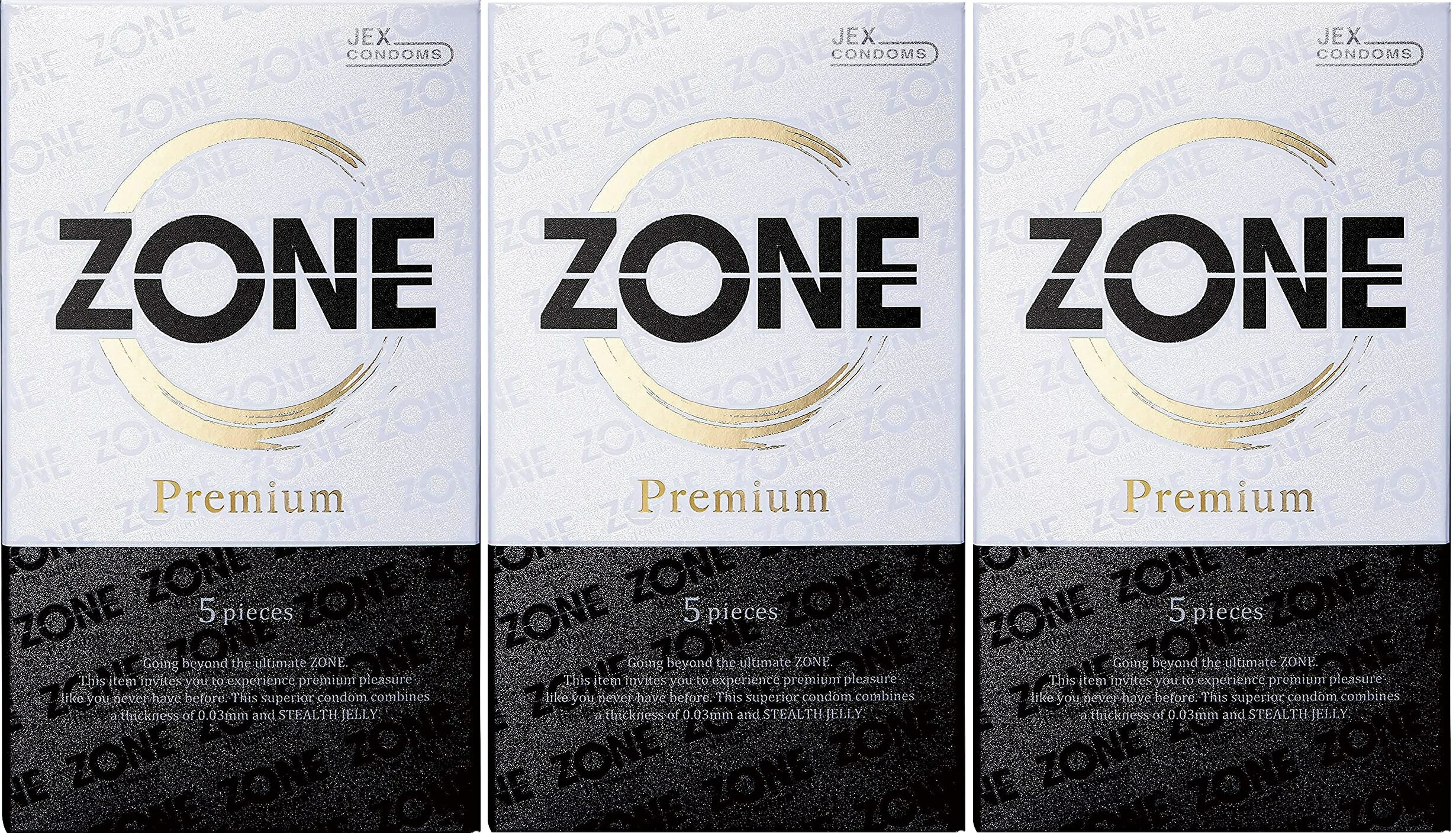 【送料無料 3箱セット】ジェクス ZONE PREMIUM ゾーン プレミアム コンドーム 5個入×3箱（合計15回分）