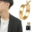 18金 ピアス 18k メンズ レディース　フープ イエローゴールド　クワトロ カット ピアス※1個販売（片耳）【vj k18 ブランド ハワイアン 面 ポリッシュ ジュエリーイタリア アメリカ　 フープ ギフト　プレゼント ダイヤモンド　カット　ブランド】