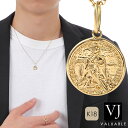 18金 ネックレス 18k メンズ レディース イエローゴールド 「 Pray to God lucky Greg ゴールド コイン 」 ペンダント 0.9mm...