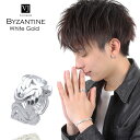 VJ K18 ホワイトゴールド ピアス メンズ 「Byzantine ビザンチン 中折れ フープ ピアス」 ※1個販売（片耳）