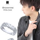 楽天VALUABLE 楽天市場店【ファッション誌掲載】VJ【ブイジェイ】 K18 ホワイトゴールド　メンズ 「Byzantine ビザンチン リング」 [vj k18 指輪 18k 18金 ブランド フィリグリー ハワイアン　ジュエリー ネイティブ　リーフ WG チェーン　モチーフ ピンキー イタリア　オリエンタル ]