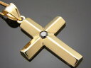 10k イエローゴールド ブラックダイヤモンド 0.15ct アメリカデザイン クロスペンダント 18金 チェーン セット 18k