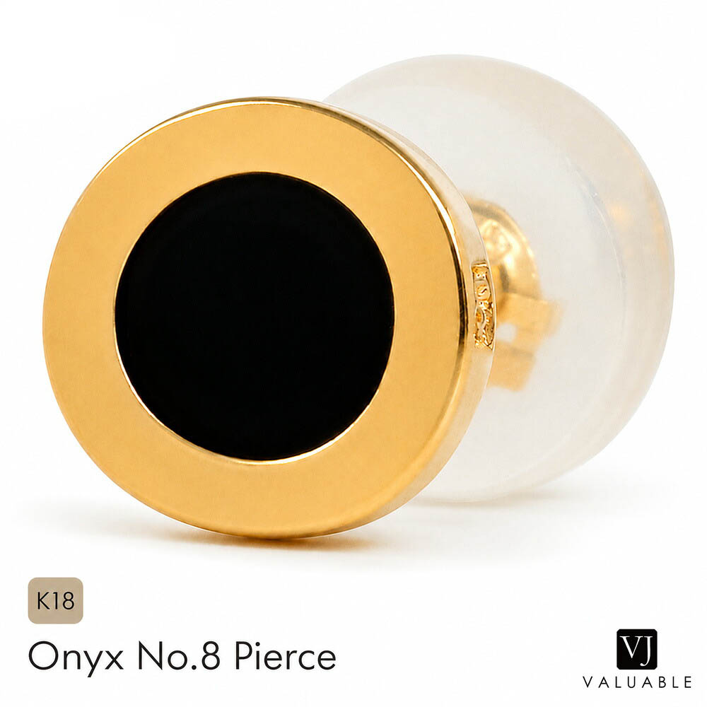 VJ 【 ブイジェイ 】 18金 ピアス メンズ 「 K18 イエローゴールド オニキス No.8 」pierce※1個販売（片耳） [ 18k ブランド 10k ギフト スタッド 人気 アメリカ 男性 ジュエリー イタリア 定番 プレゼント ダイヤモンド ブラック ]