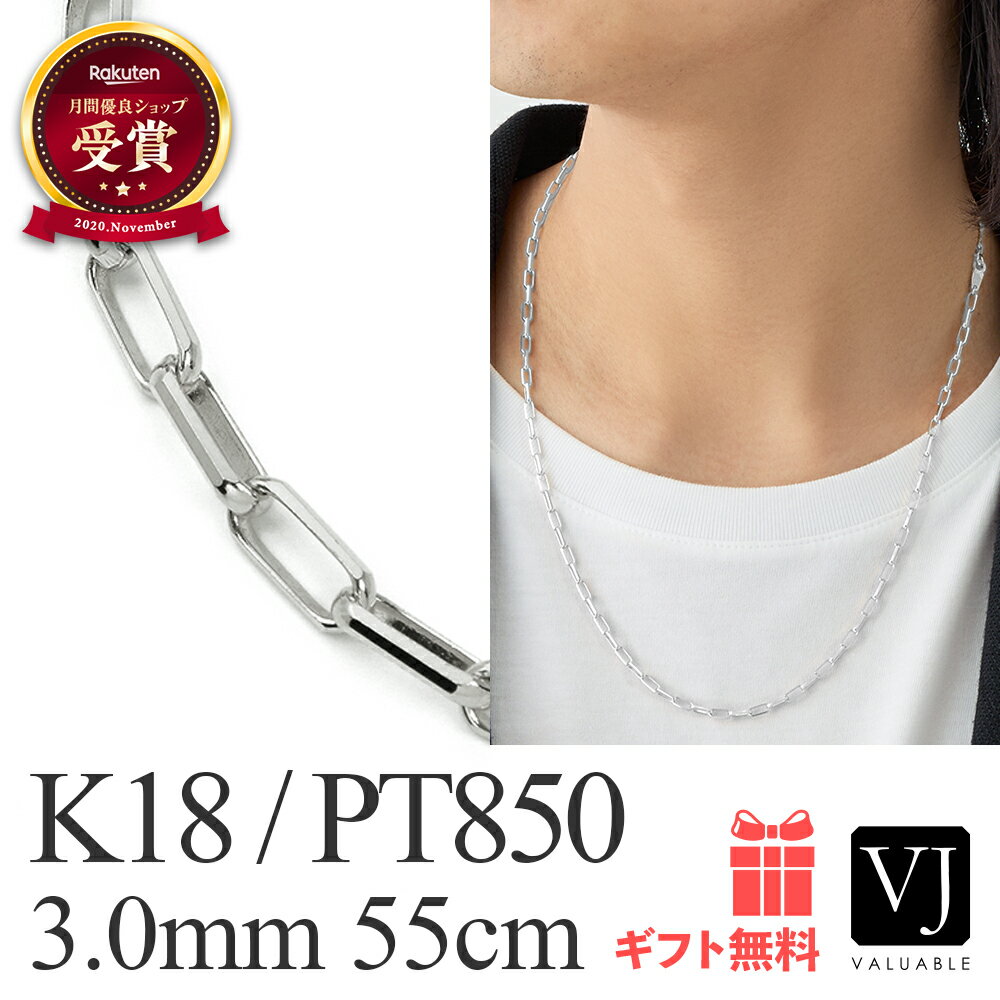 18金プラチナネックレスメンズホワ...