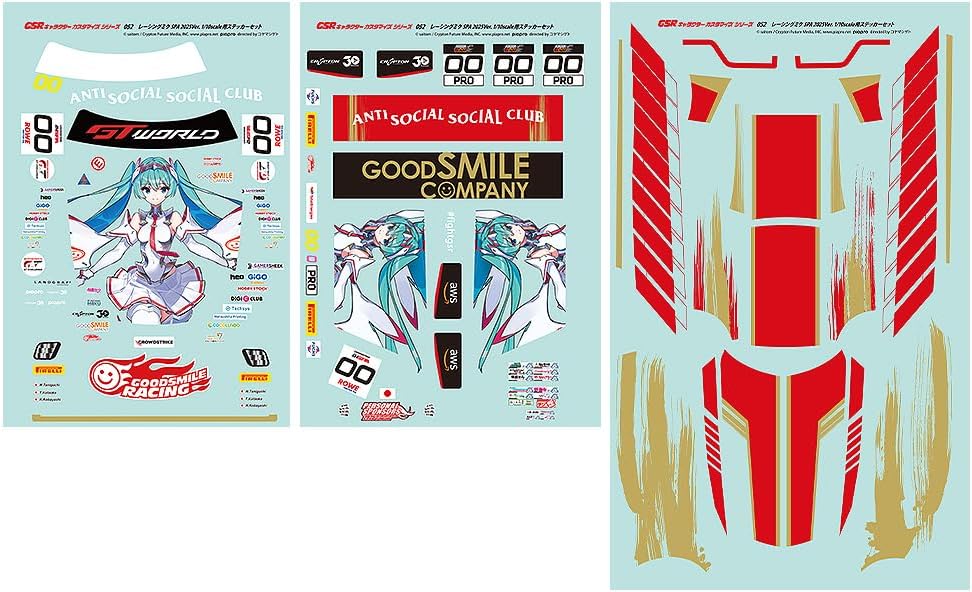 予約 初音ミクGTプロジェクト GSRキャラクターカスタマイズシリーズ052 レーシングミクSPA 2025Ver. 1/10scale用ステッカーセット ※7月下旬発売予定