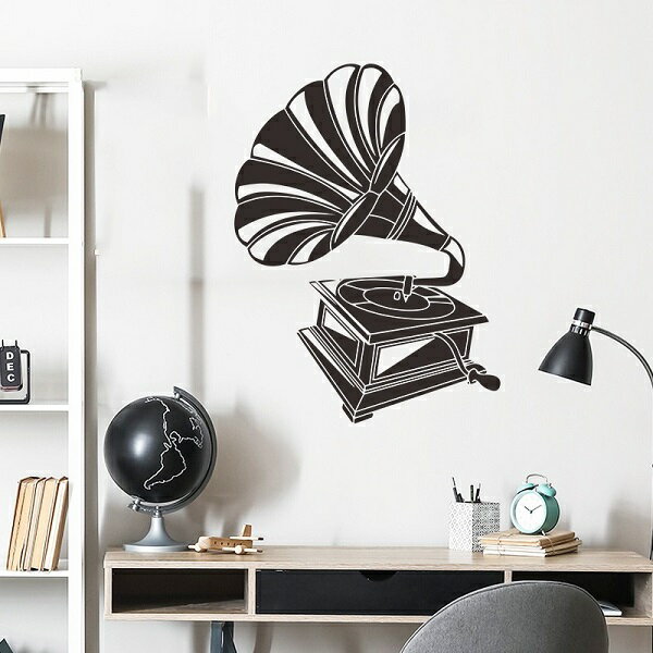 ウォールステッカー 音楽 おしゃれ モノトーン モノクロ 黒 レトロ アンティーク 子供部屋 ステッカー ..