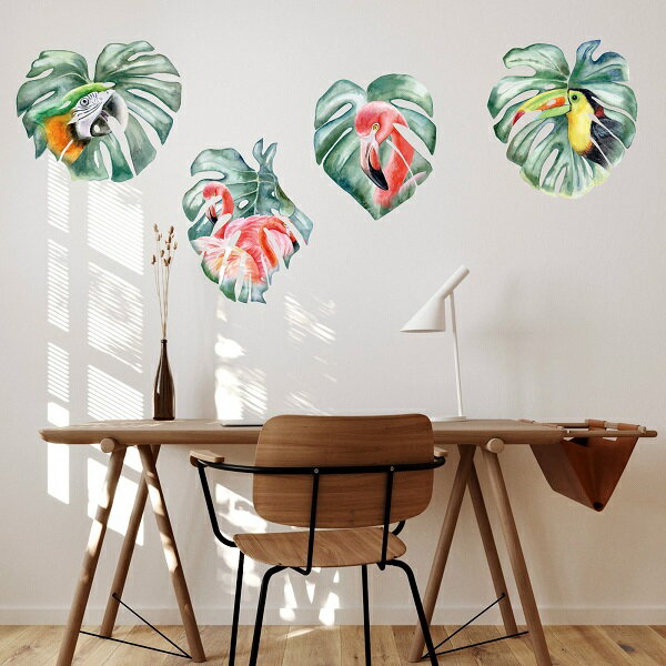 ウォールステッカー 植物 おしゃれ 動物 海 南国 花 木 鳥 ヤシの木 はがせる グリーン モンステラ リーフ フラミンゴ オウム オオハシ シール かっこいい 丸 ボタニカル 葉っぱ 小さい 天井 緑 サーフ 階段 壁紙 アロハ 玄関 キッチン トイレ 夏 インテリア ハワイ 観葉植物