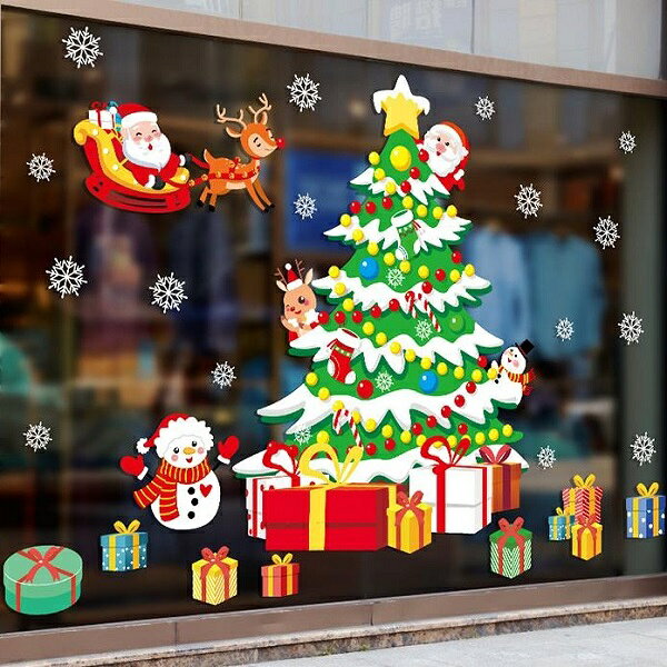 ウォールステッカー クリスマスツリー クリスマス サンタクロース トナカイ ステッカー おしゃれ ウィンドウ ガラス 装飾 サンタ 窓 オーナメント 冬 壁シール 大 飾り 星 雪 壁 壁紙 雪だるま インテリア 雑貨 雪の結晶 赤 緑 鹿 プレゼント ペンギン お店 christmas ボールの商品画像 2