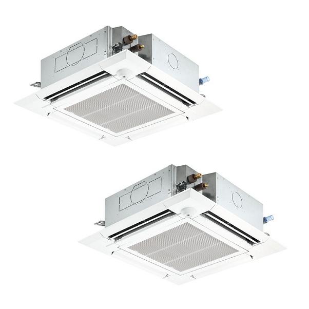 三菱電機 スリムER 4方向天井カセット形 PLZX-ERMP112H3 i-スクエアタイプ 店舗 事務所用 パッケージエアコン4馬力 同時ツイン 標準省エネ 三相200V ワイヤード 冷媒R32