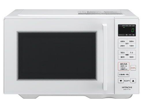 日立 HMR-FT19A Y通常配送商品(wt) 仕様タイプ単機能電子レンジ庫内容量19 L使用人数1 人庫内構造庫内フラットドア開閉方向横開き最大レンジ出力800 Wセンサー湿度センサー電源(周波数)50/60Hz対応(ヘルツフリー)自動メニュー数3待機時消費電力ゼロ○年間電気代1617.3 円年間消費電力量59.9kWh(区分：A)省エネ基準達成率100%(2008年度)サイズ幅469x高さ296x奥行347(ハンドル含む：383)mm質量9 kg庫内寸法幅285x高さ207x奥行316mmカラーホワイト日立 HMR-FT19A Y通常配送商品(wt)