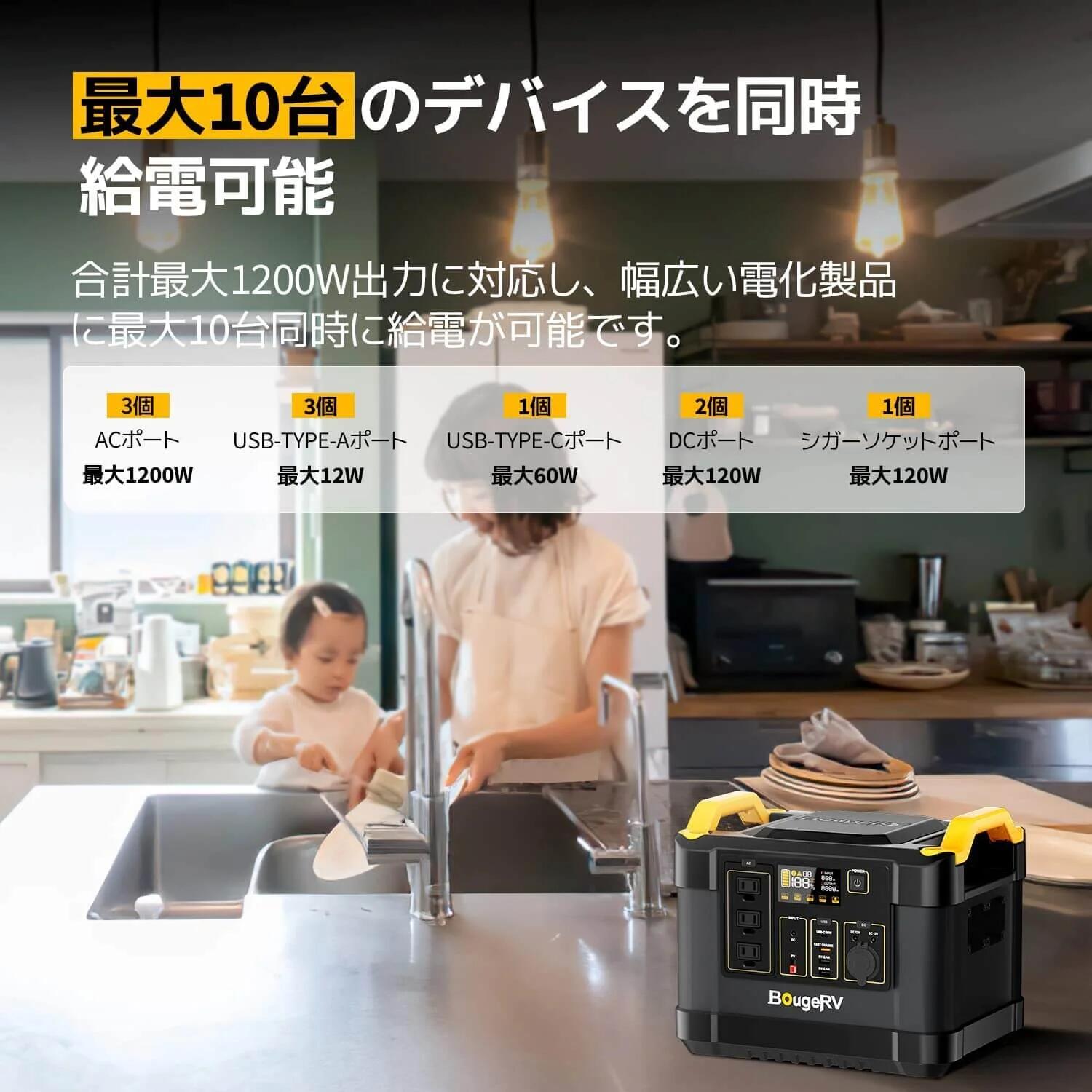 BougeRV Fort 1000 ポータブル電源|1120Wh大容量?リン酸鉄リチウム電池 Y通常配送ポータブル電源 アウトドア バーベキュー 災害 防災 バッテリー スマホ ノートパソコン 非常用 充電 車中泊 家庭用 キャンプ value-shopping-10023702 バリュー・ショッピング楽天市場店 サンプル画像3
