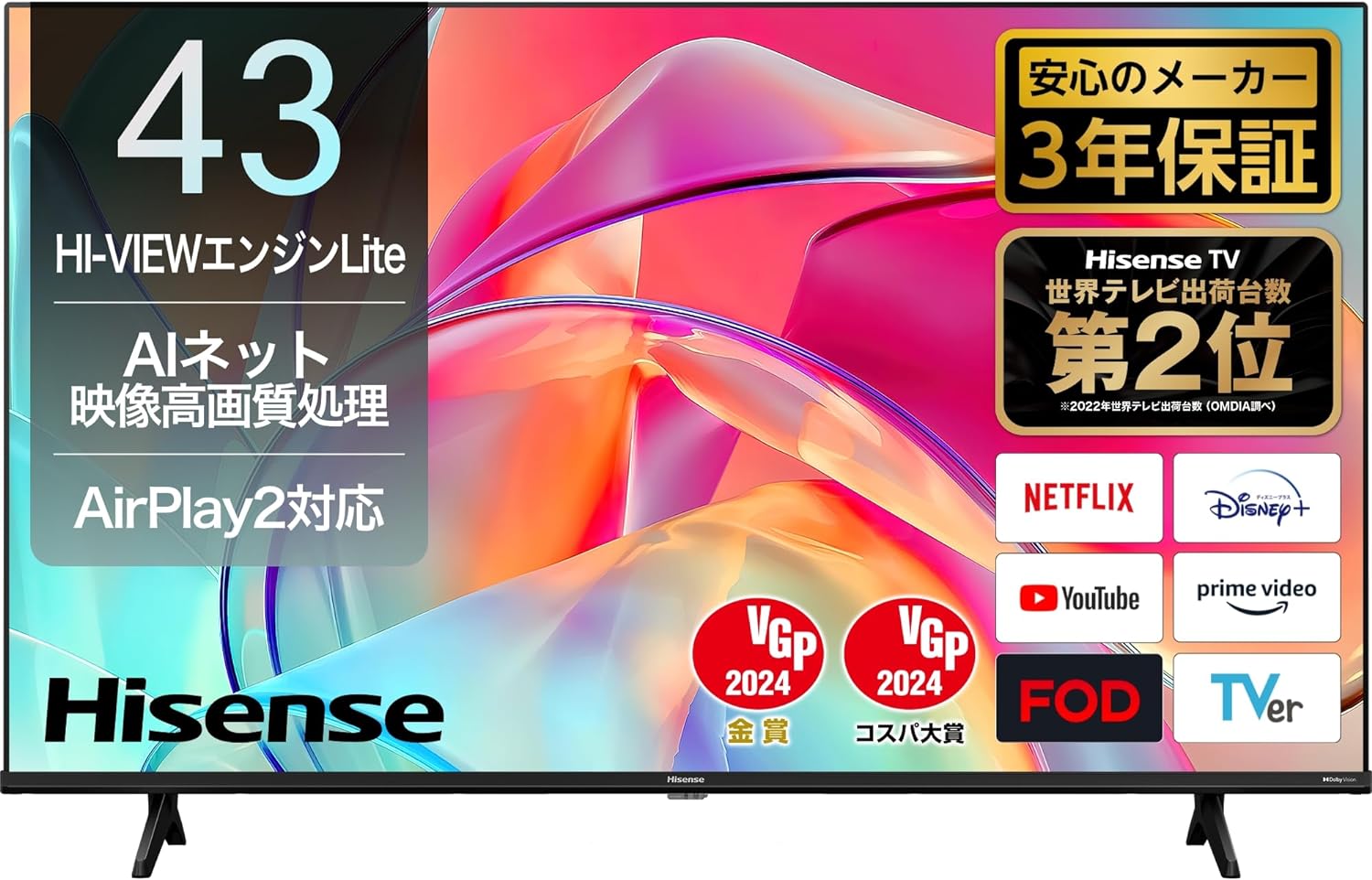 Hisense 43 43E6K [43] Y̾ 4K塼ʡ¢ վ ƥ ͥåưб HDMI2.1б ٱ䥲⡼ 3ǯݾ 2023ǯǥ ϥ