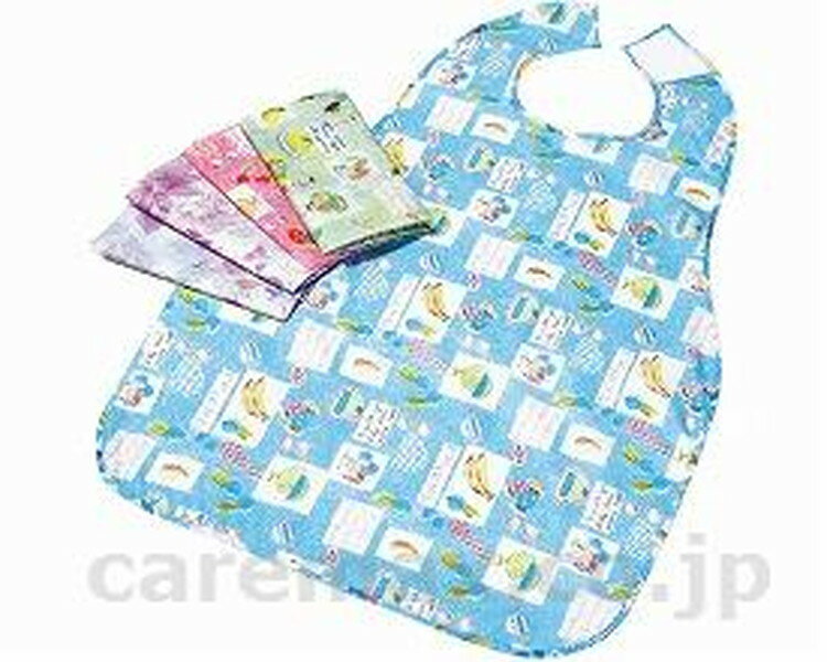 食事用エプロン C / フルーツ柄ブルー 1枚