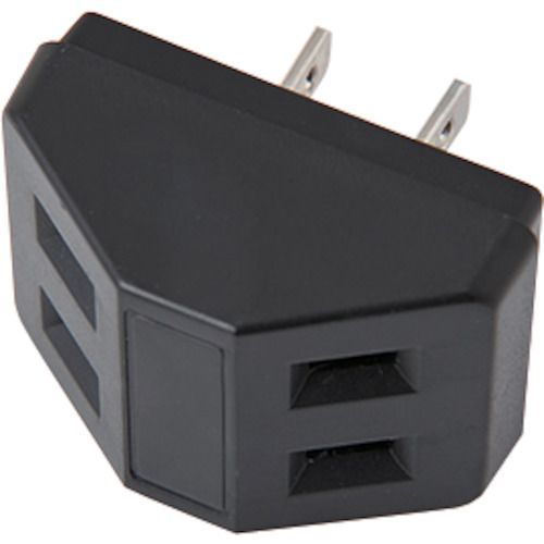 特長:●2方向に電源を分配します。●プラグはホコリや湿気によって発生するトラッキング火災を予防する絶縁カバー付きです。●コンセントキャップ付きで使わない差込口にホコリが入るのを防げます。 仕様:●コンセント数：2個口●色：ブラック●幅(mm)：30●奥行(mm)：25●高さ(mm)：45●品名：耐トラ付三角タップ2コ口黒●定格電圧(V)：125●定格電流(A)：15●定格容量(W)：1500●コンセント形状：2P 仕様2:●絶縁カバー：あり 材質／仕上:●ABS セット内容／付属品:●コンセントキャップ2個付き特長:●2方向に電源を分配します。●プラグはホコリや湿気によって発生するトラッキング火災を予防する絶縁カバー付きです。●コンセントキャップ付きで使わない差込口にホコリが入るのを防げます。 仕様:●コンセント数：2個口●色：ブラック●幅(mm)：30●奥行(mm)：25●高さ(mm)：45●品名：耐トラ付三角タップ2コ口黒●定格電圧(V)：125●定格電流(A)：15●定格容量(W)：1500●コンセント形状：2P 仕様2:●絶縁カバー：あり 材質／仕上:●ABS セット内容／付属品:●コンセントキャップ2個付き