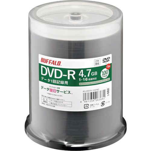 バッファロー　光学メディア　DVD−R　PCデータ用　4．7GB　法人チャネル向け　100枚＋5枚 1個