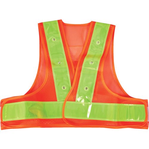 TRUSCO　LED付ショート安全ベスト　オレンジ×蛍光イエロー　1着 (SLEOY)