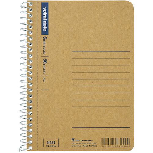 A6 Size - 【期間限定!対象商品P2〜20倍】 maruman　A6変形　ノート　クラフト表紙　1冊 (N239)