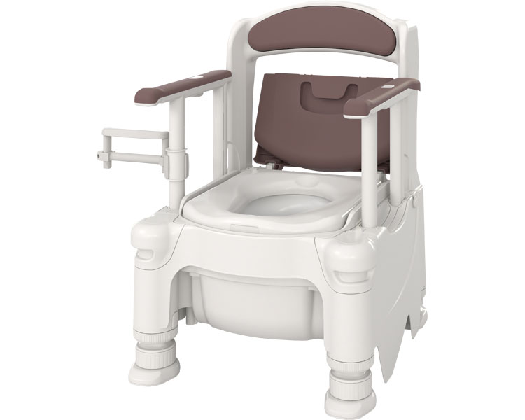 安寿 ポータブルトイレ FX-30 S らくゾウくん 暖房便座 / 532-954 アースブラウン 1台