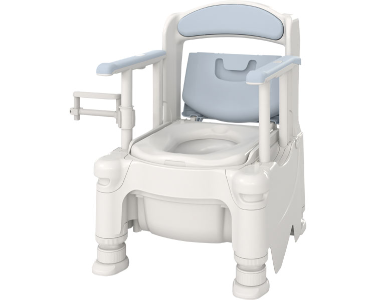 安寿 ポータブルトイレ FX-30 S らくゾウくん 暖房便座 / 532-955 ミストブルー 1台