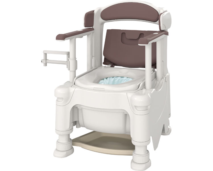 安寿 ポータブルトイレ FX-30 らくゾウくん 自動ラップ 暖房便座 / 532-972 アースブラウン 1台