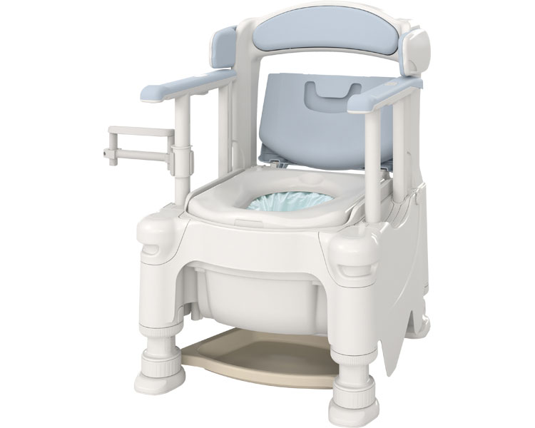 安寿 ポータブルトイレ FX-30 らくゾウくん 自動ラップ 暖房便座 / 532-973 ミストブルー 1台