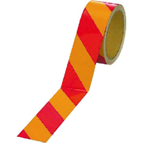 ユニット　反射トラテープ（赤／黄　ポリエステル樹脂フィルム　45mm幅×10m　1巻 (37417)