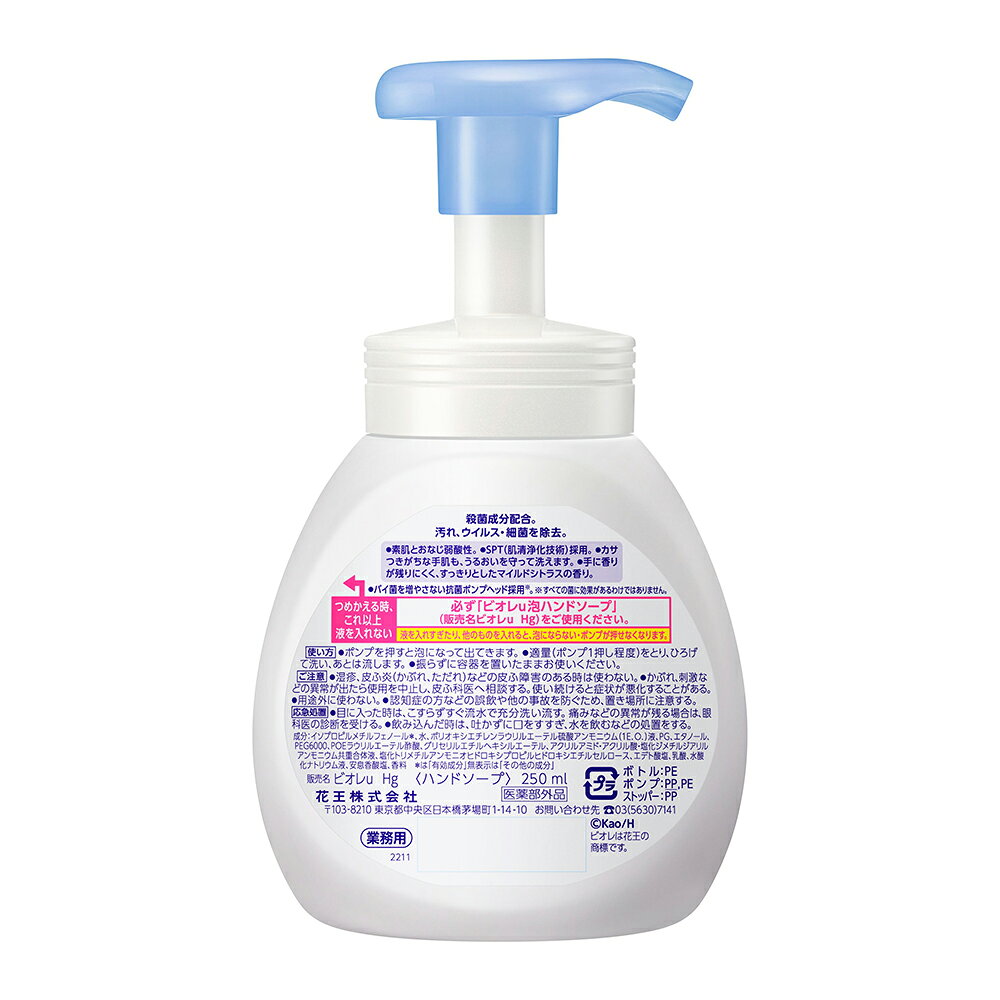 【期間限定!対象商品P2〜20倍】 ビオレu泡ハンドソープ 業務用 ポンプ 250mL 1個 valuecare-11009917 福祉用具のバリューケア サンプル画像2