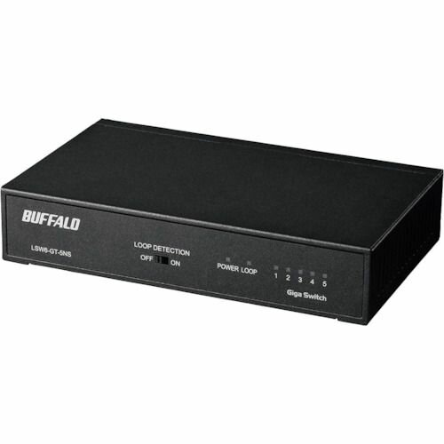 BUFFALO　Giga　5ポート　スイッチングハブ　電源内蔵　金属筐体　マグネット付　ブラック　1個 (LSW6G..