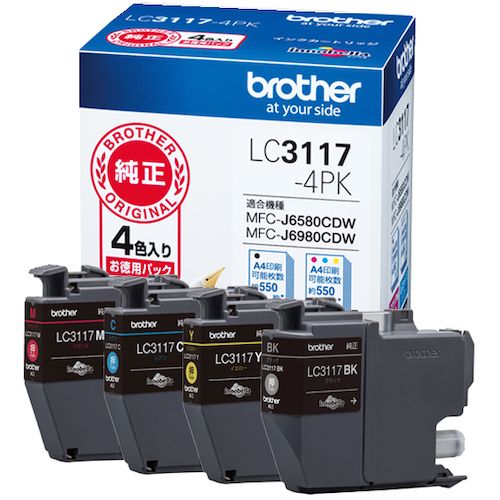 【SS限定 38万商品以上10%OFF】 brother　インクカートリッジ　LC3117−4PK　4色パック　1Pk (LC31174PK)