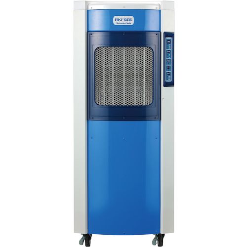特長:●水の気化熱を利用して涼風をつくりだします。●周囲温度より5℃程度冷えた涼風が出ます。●フロン排出抑制法には該当しません。●スポットエアコンから気化式冷風機RKFに変更すると85％のCO2排出量が削減できます。 用途:●熱中症対策、換気対策に。 仕様:●電源(V)：単相100●冷房能力(kW)(50/60Hz)：3.9/4.4●消費電力(kW)(50/60Hz)：0.178/0.245●幅(mm)：550●奥行(mm)：563●高さ(mm)：1367●電源コード長さ(m)：3●タンク容量(L)：50●標準消費電力料金(50Hz)：5.5円/h●標準消費電力料金(60Hz)：7.6円/h●風量：3段切替（強・中・弱）●風向：上下・左右各40°オートスイング●有効貯水量(L)：50●連続使用目安時間(h)：10/8.9（50/60Hz)●騒音値(dB)(50/60Hz)：58/63 仕様2:●タンク脱着式（タンク内清掃可能）●オフタイマー搭載(1・4・8時間)特長:●水の気化熱を利用して涼風をつくりだします。●周囲温度より5℃程度冷えた涼風が出ます。●フロン排出抑制法には該当しません。●スポットエアコンから気化式冷風機RKFに変更すると85％のCO2排出量が削減できます。 用途:●熱中症対策、換気対策に。 仕様:●電源(V)：単相100●冷房能力(kW)(50/60Hz)：3.9/4.4●消費電力(kW)(50/60Hz)：0.178/0.245●幅(mm)：550●奥行(mm)：563●高さ(mm)：1367●電源コード長さ(m)：3●タンク容量(L)：50●標準消費電力料金(50Hz)：5.5円/h●標準消費電力料金(60Hz)：7.6円/h●風量：3段切替（強・中・弱）●風向：上下・左右各40°オートスイング●有効貯水量(L)：50●連続使用目安時間(h)：10/8.9（50/60Hz)●騒音値(dB)(50/60Hz)：58/63 仕様2:●タンク脱着式（タンク内清掃可能）●オフタイマー搭載(1・4・8時間)
